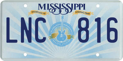 MS license plate LNC816