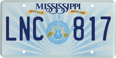 MS license plate LNC817