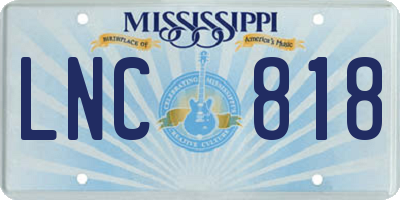 MS license plate LNC818