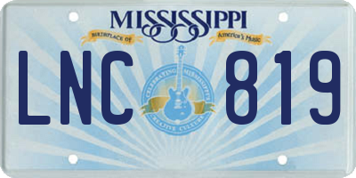 MS license plate LNC819