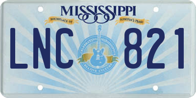 MS license plate LNC821