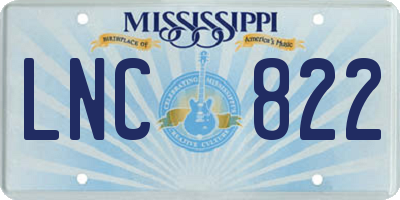 MS license plate LNC822