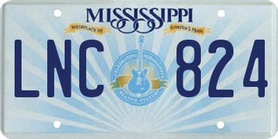 MS license plate LNC824