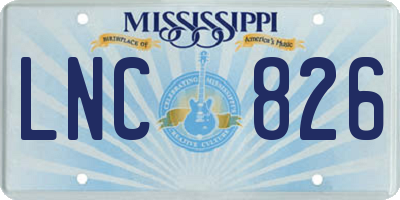 MS license plate LNC826