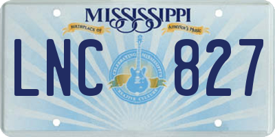 MS license plate LNC827
