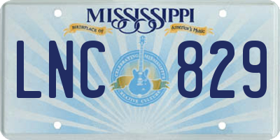 MS license plate LNC829
