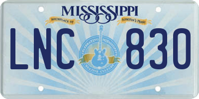 MS license plate LNC830