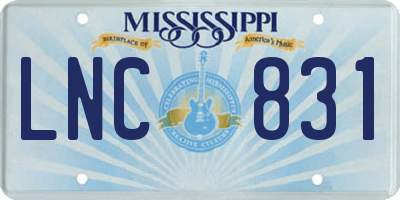 MS license plate LNC831