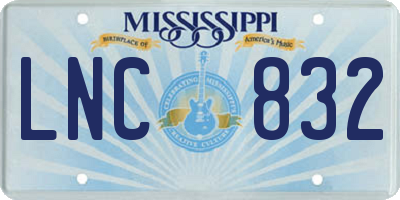 MS license plate LNC832