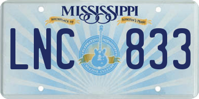 MS license plate LNC833