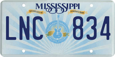 MS license plate LNC834