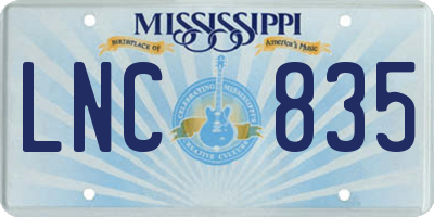 MS license plate LNC835