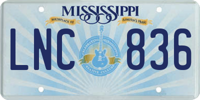 MS license plate LNC836