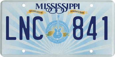 MS license plate LNC841