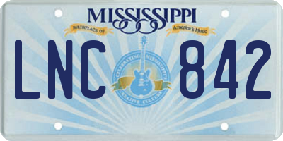 MS license plate LNC842