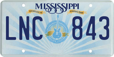 MS license plate LNC843