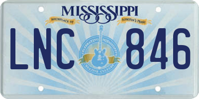 MS license plate LNC846