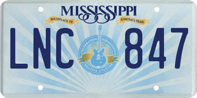 MS license plate LNC847