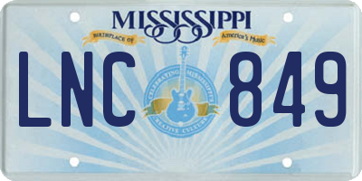 MS license plate LNC849