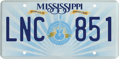 MS license plate LNC851