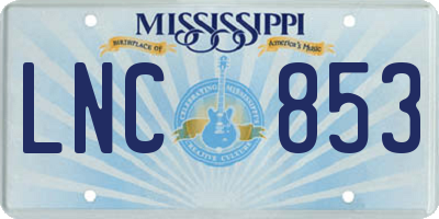 MS license plate LNC853