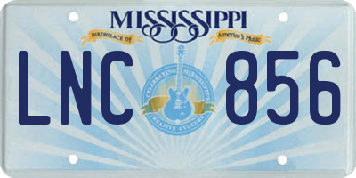 MS license plate LNC856
