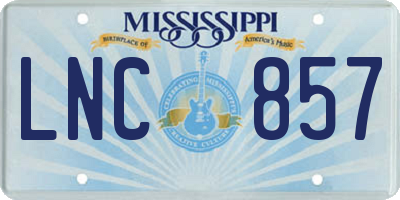 MS license plate LNC857