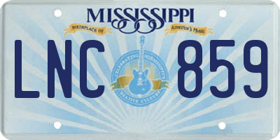 MS license plate LNC859
