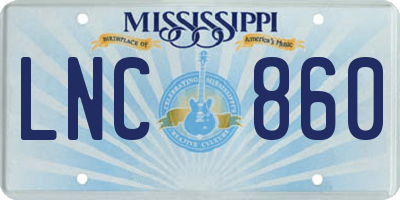 MS license plate LNC860