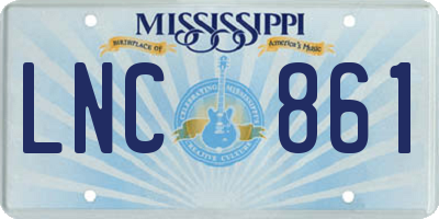MS license plate LNC861