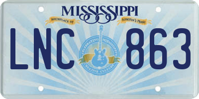 MS license plate LNC863