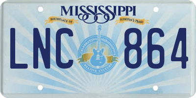 MS license plate LNC864