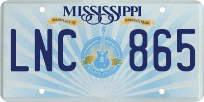 MS license plate LNC865