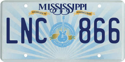 MS license plate LNC866
