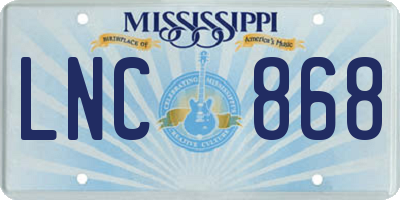 MS license plate LNC868