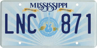 MS license plate LNC871