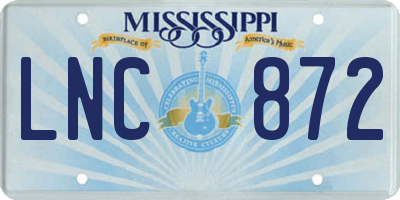 MS license plate LNC872