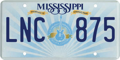 MS license plate LNC875