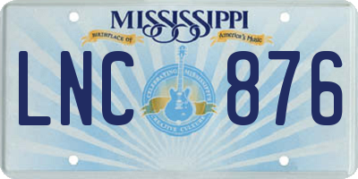 MS license plate LNC876