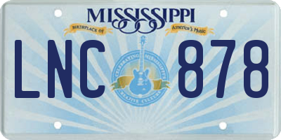 MS license plate LNC878