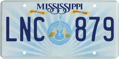 MS license plate LNC879