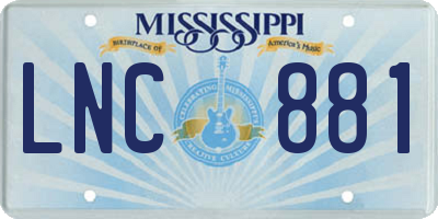 MS license plate LNC881