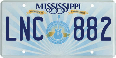 MS license plate LNC882