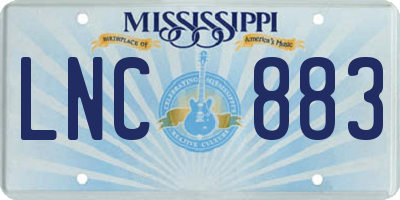 MS license plate LNC883