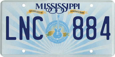 MS license plate LNC884