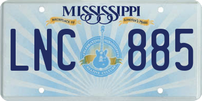 MS license plate LNC885