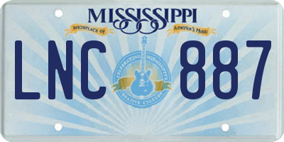 MS license plate LNC887