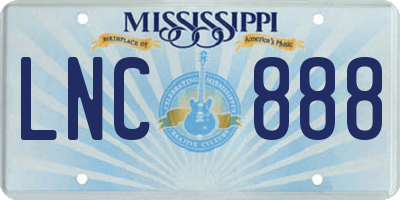 MS license plate LNC888