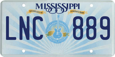 MS license plate LNC889