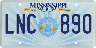 MS license plate LNC890